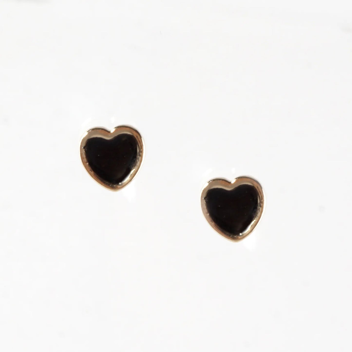 Tiny Enamel Heart Stainless Steel Button Earrings