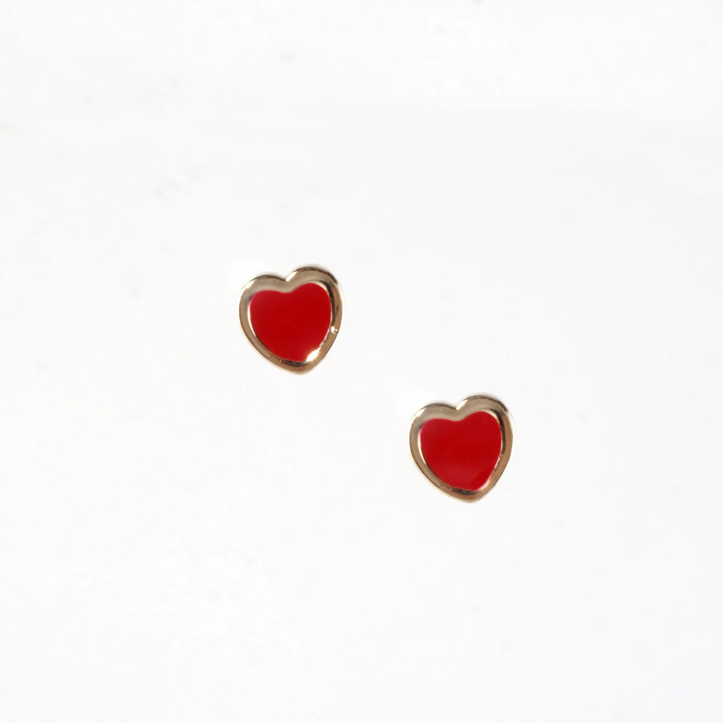 Tiny Enamel Heart Stainless Steel Button Earrings