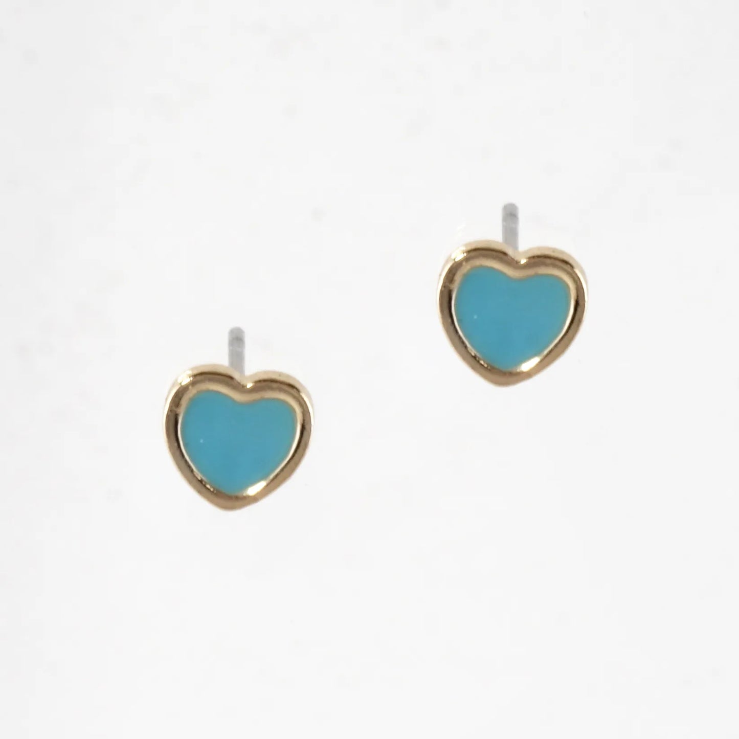 Tiny Enamel Heart Stainless Steel Button Earrings