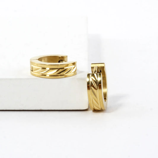 Tiny Laser Cut Huggie Stainless Steel Earrings