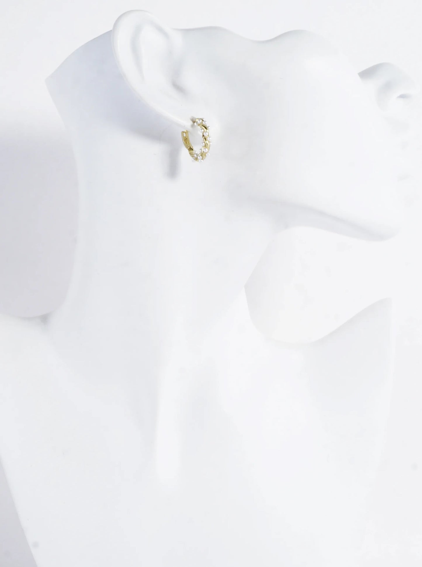 Tiny Pear Wrapped Brass Huggie Hoop Earrings