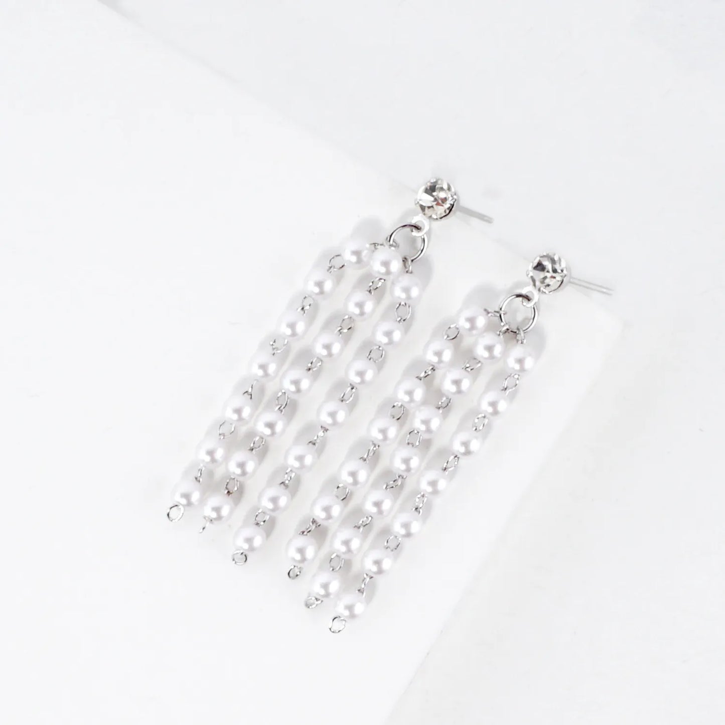 Tiny Pearl Fringe Drop Earrings