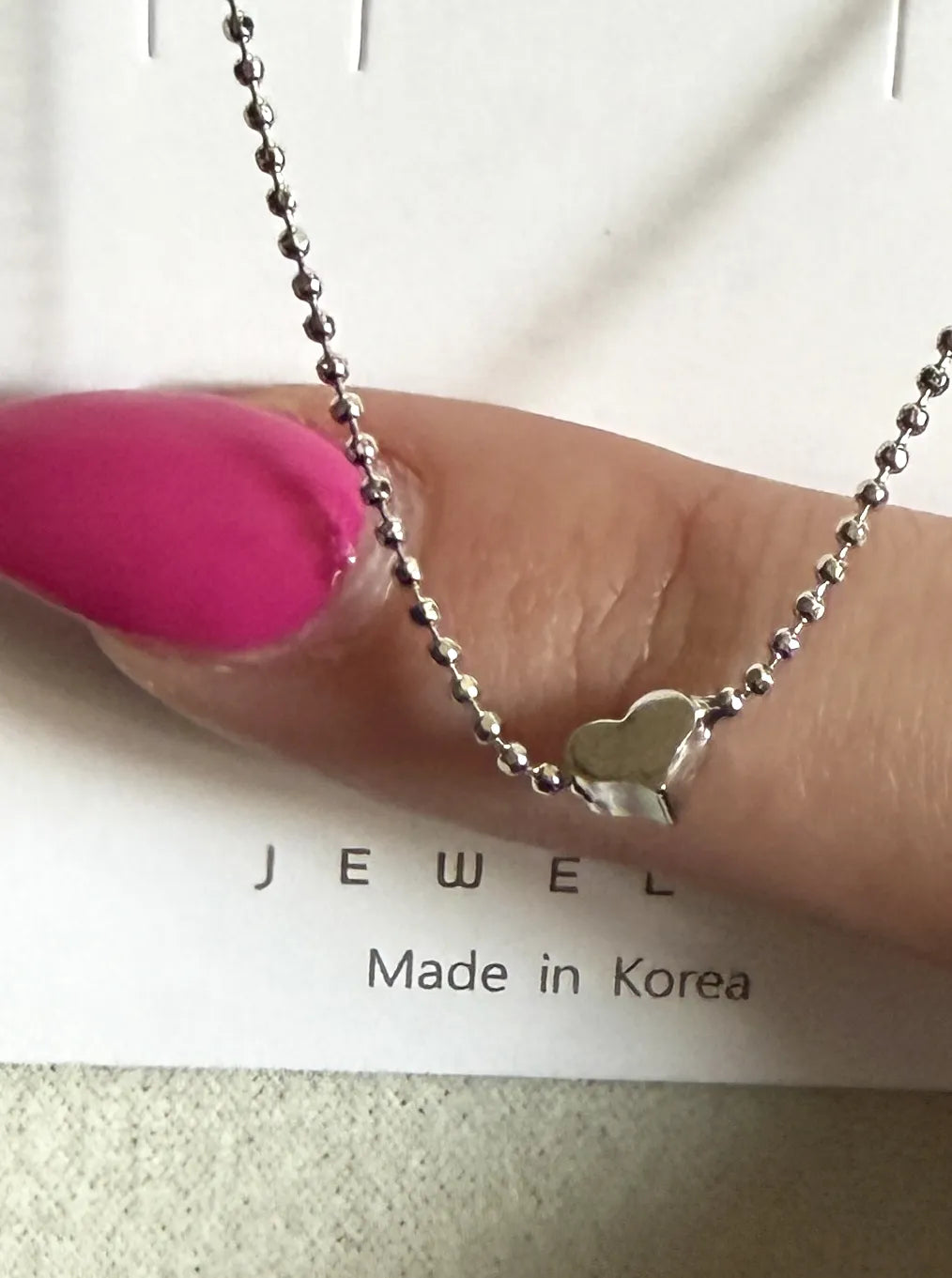 Tiny Sideways Heart Brass Ball Chain Necklace