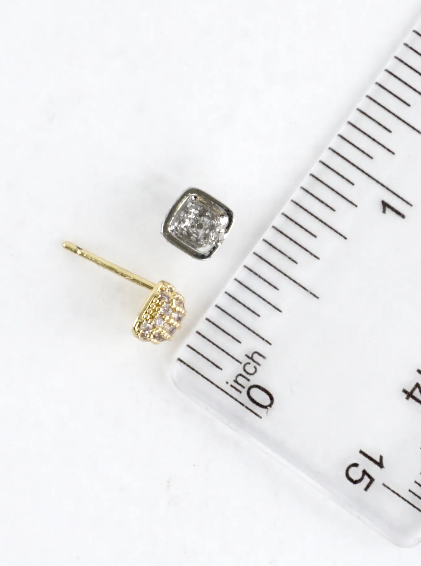 Tiny Square Lattice Pave CZ Stud Earrings