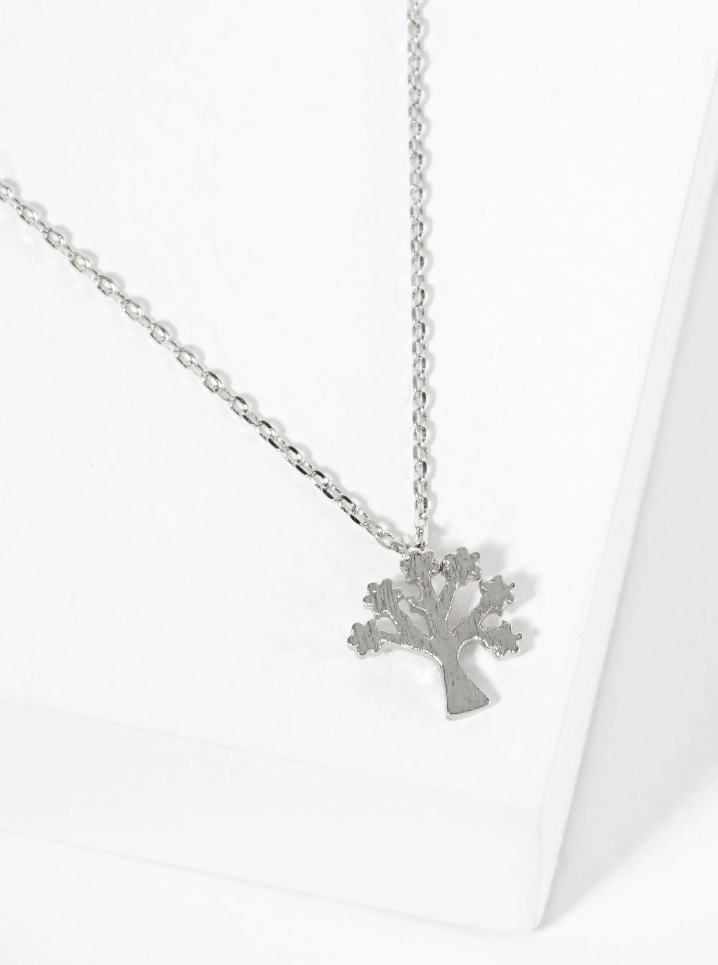 Tree-of-Life 18K-Gold-Dipped Brushed-Texture Pendant Necklace