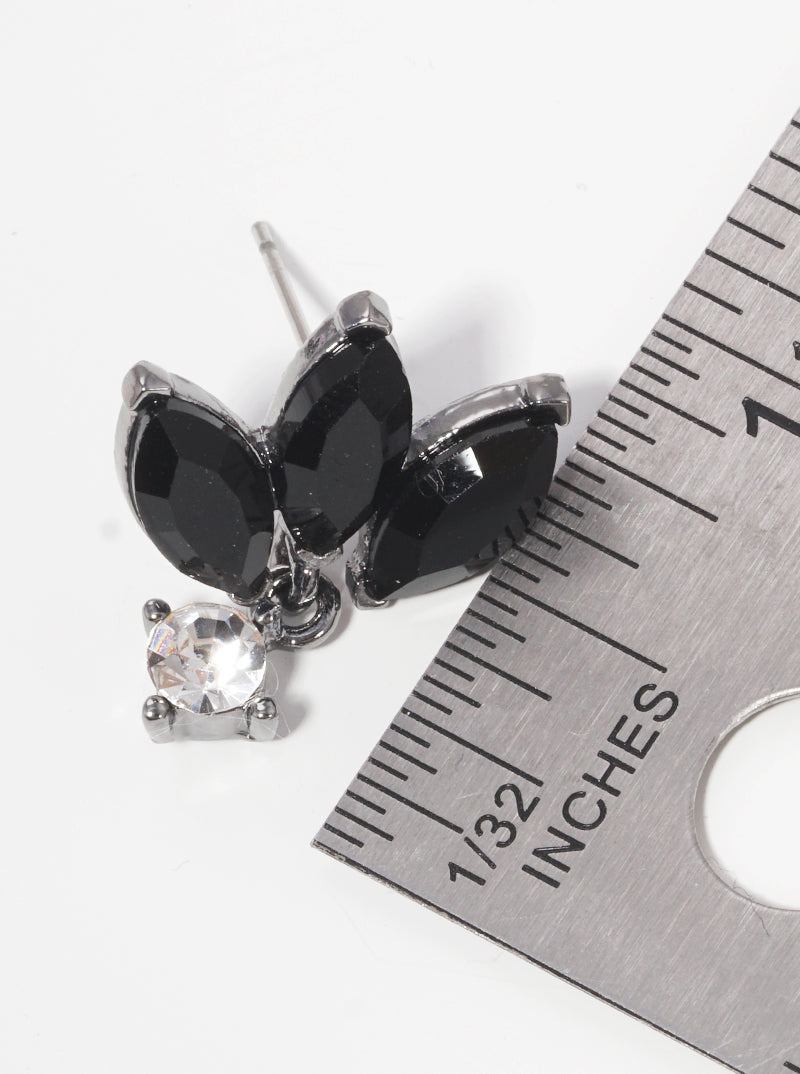 Tri Marquise Crystals With Round Dangle Post Drop Earrings