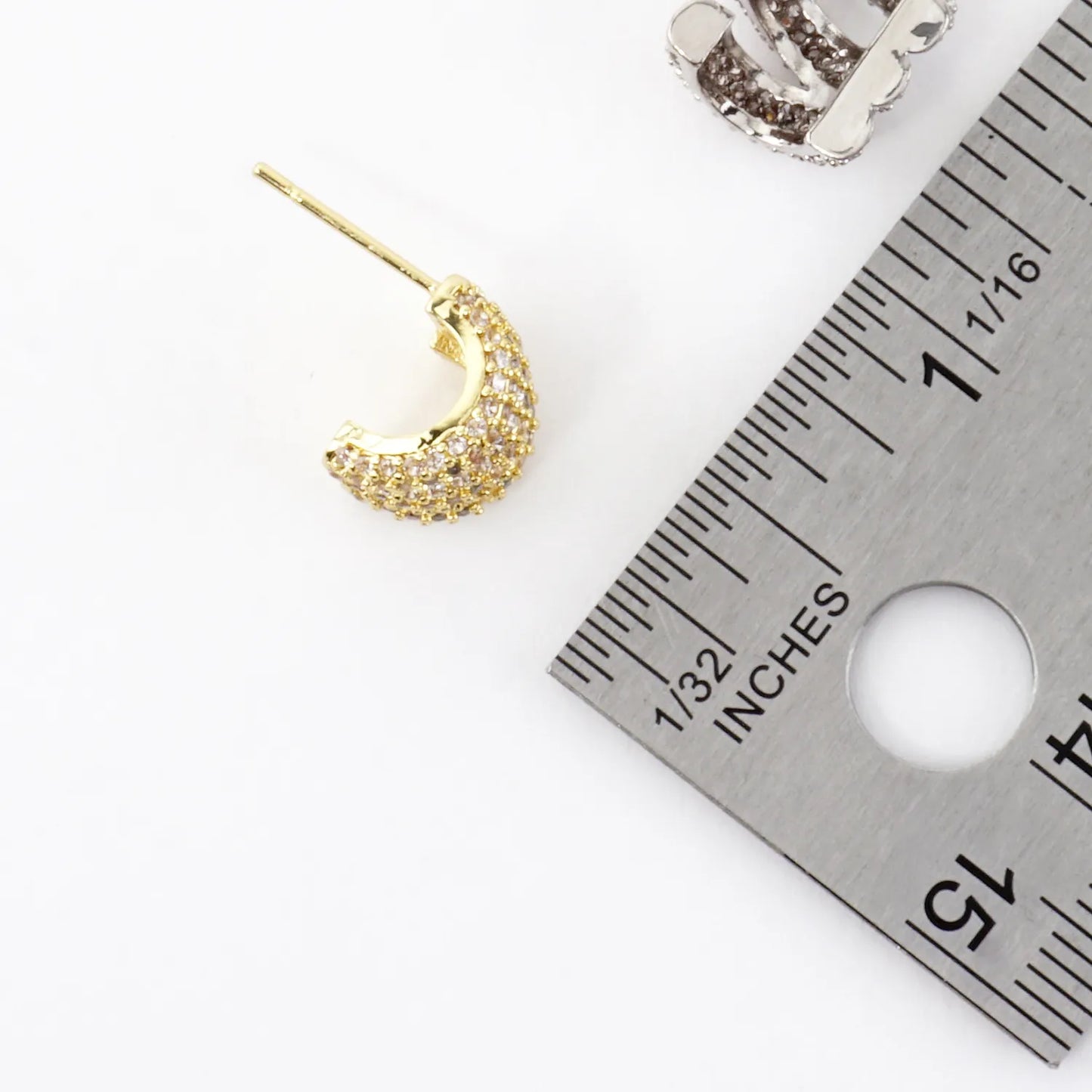 Triple Huggie Illusion Micro Pave Post Earrings