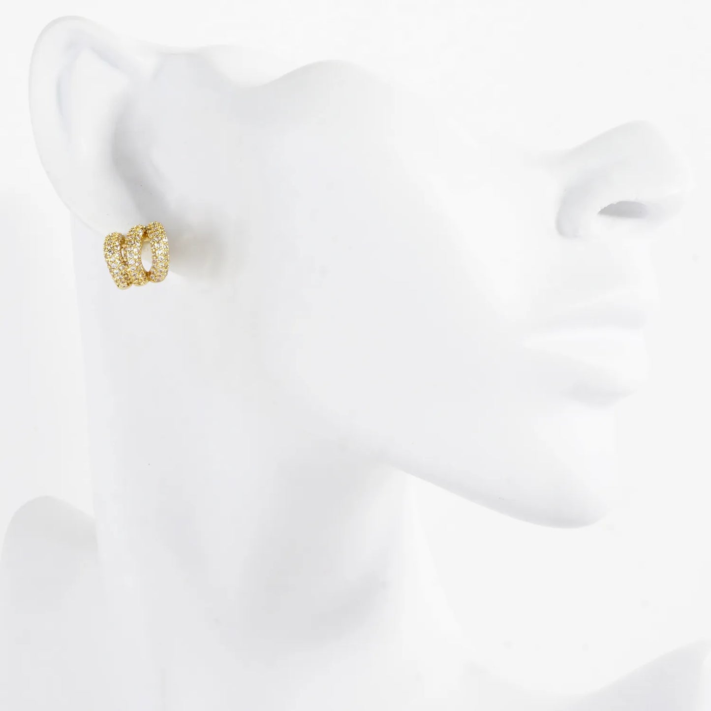 Triple Huggie Illusion Micro Pave Post Earrings
