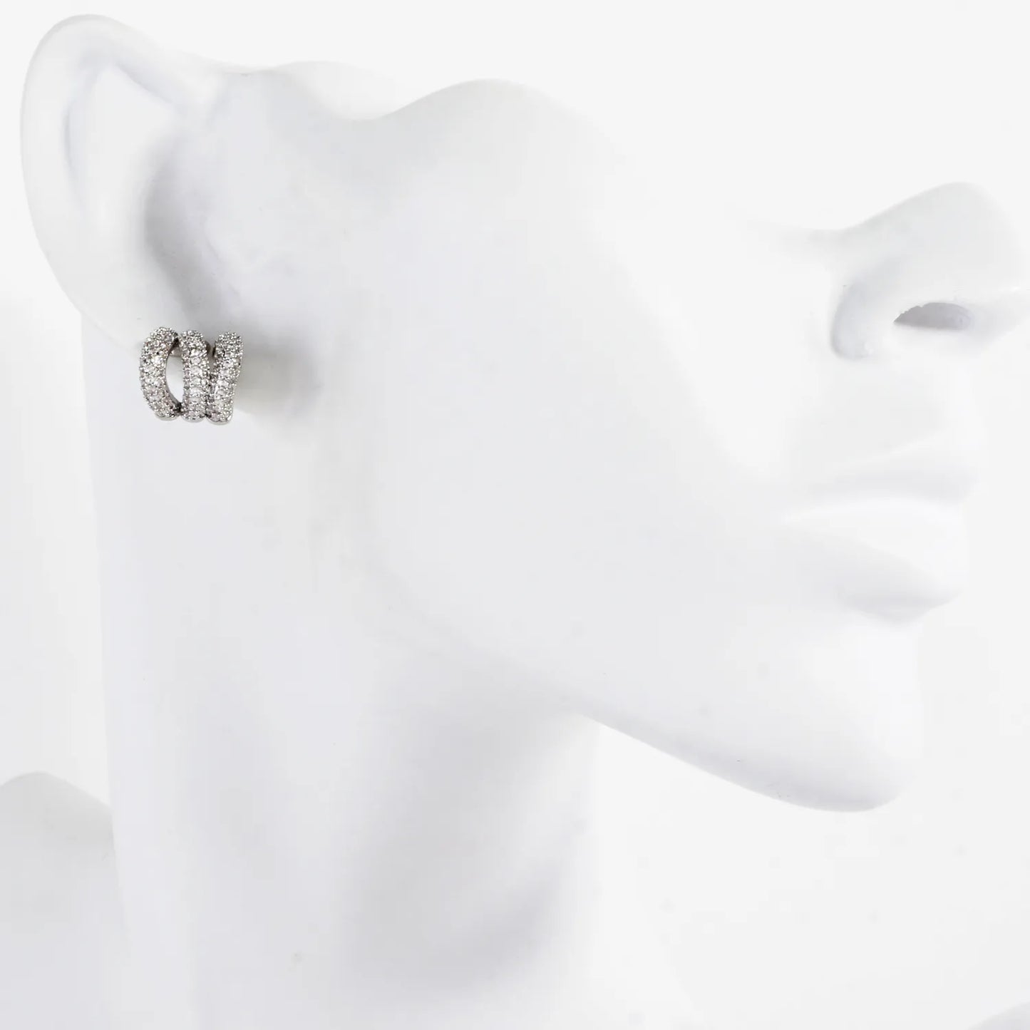 Triple Huggie Illusion Micro Pave Post Earrings