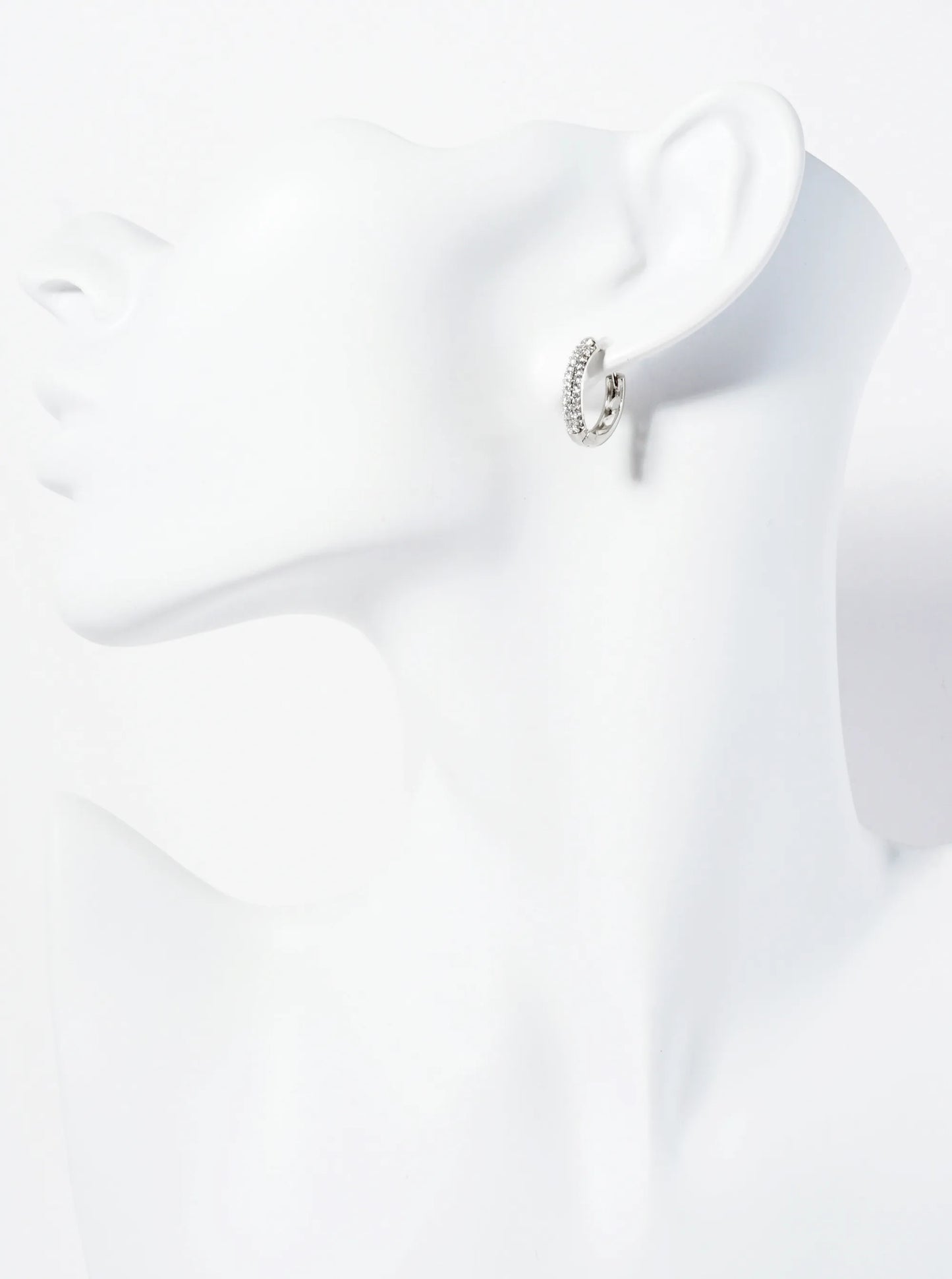 Triple-Row Micro Pave Cubic-Zirconia 14K-Gold-Dipped 15mm Huggie Hoop Earrings