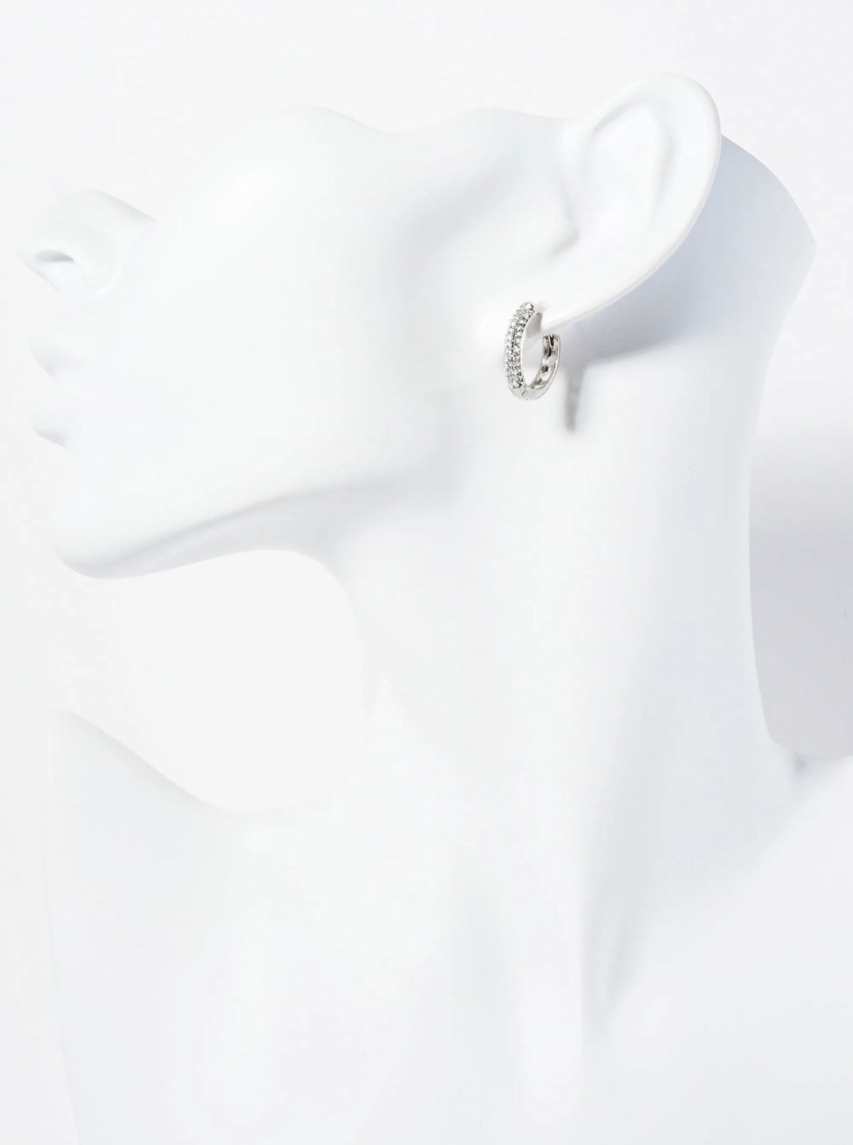 Triple-Row Micro Pave Cubic-Zirconia 14K-Gold-Dipped 15mm Huggie Hoop Earrings