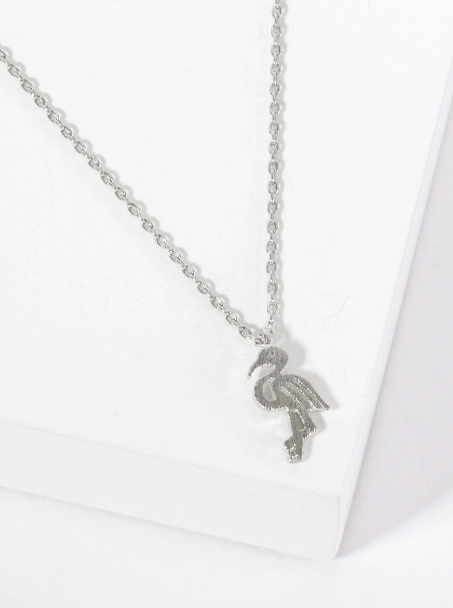 Tropical-Animal-Theme 18K-Gold-Dipped Brushed Flamingo Pendant Necklace