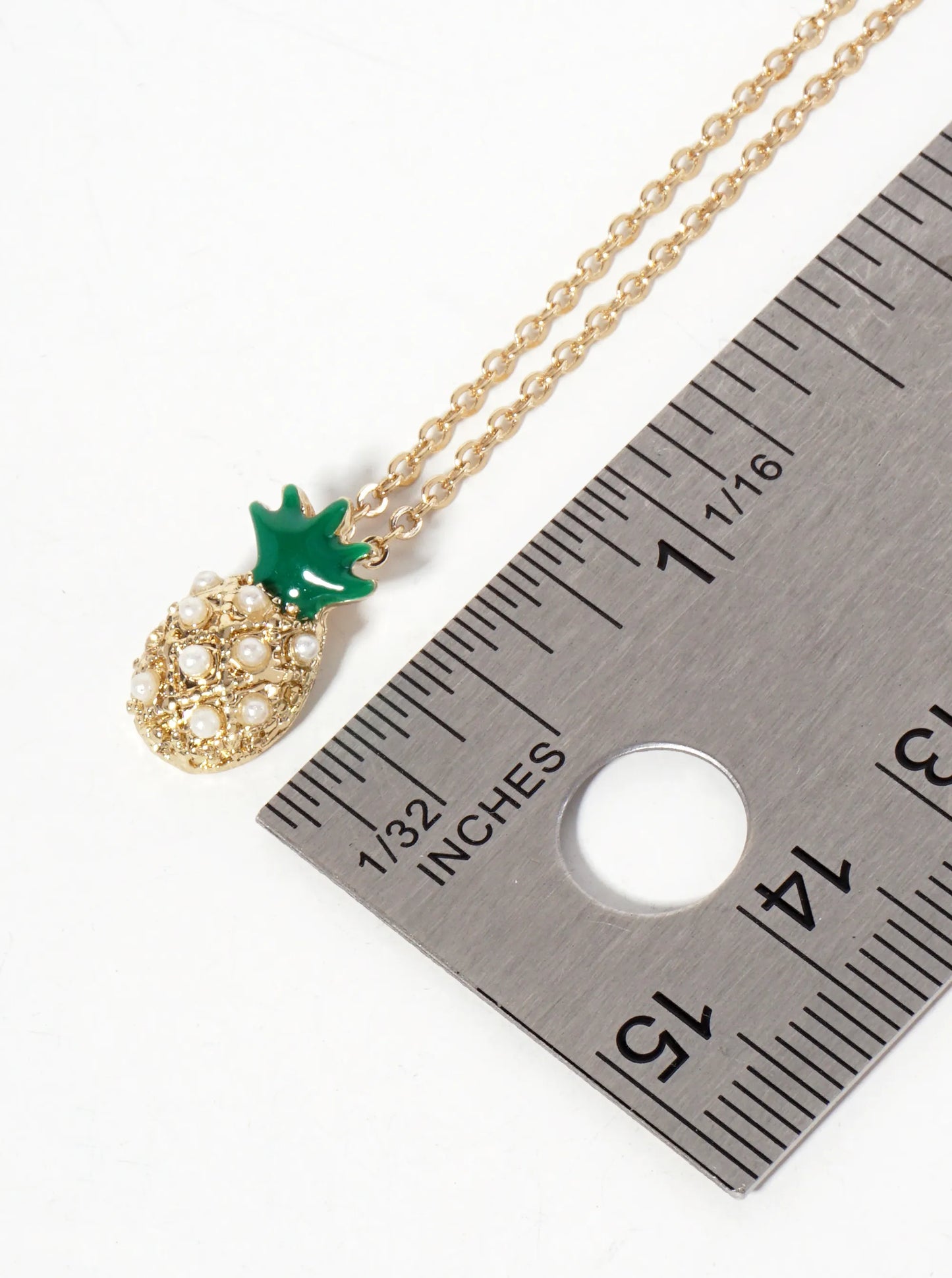 Tropical-Fruit-Theme Crystal-Pave Pineapple Pendant Necklace