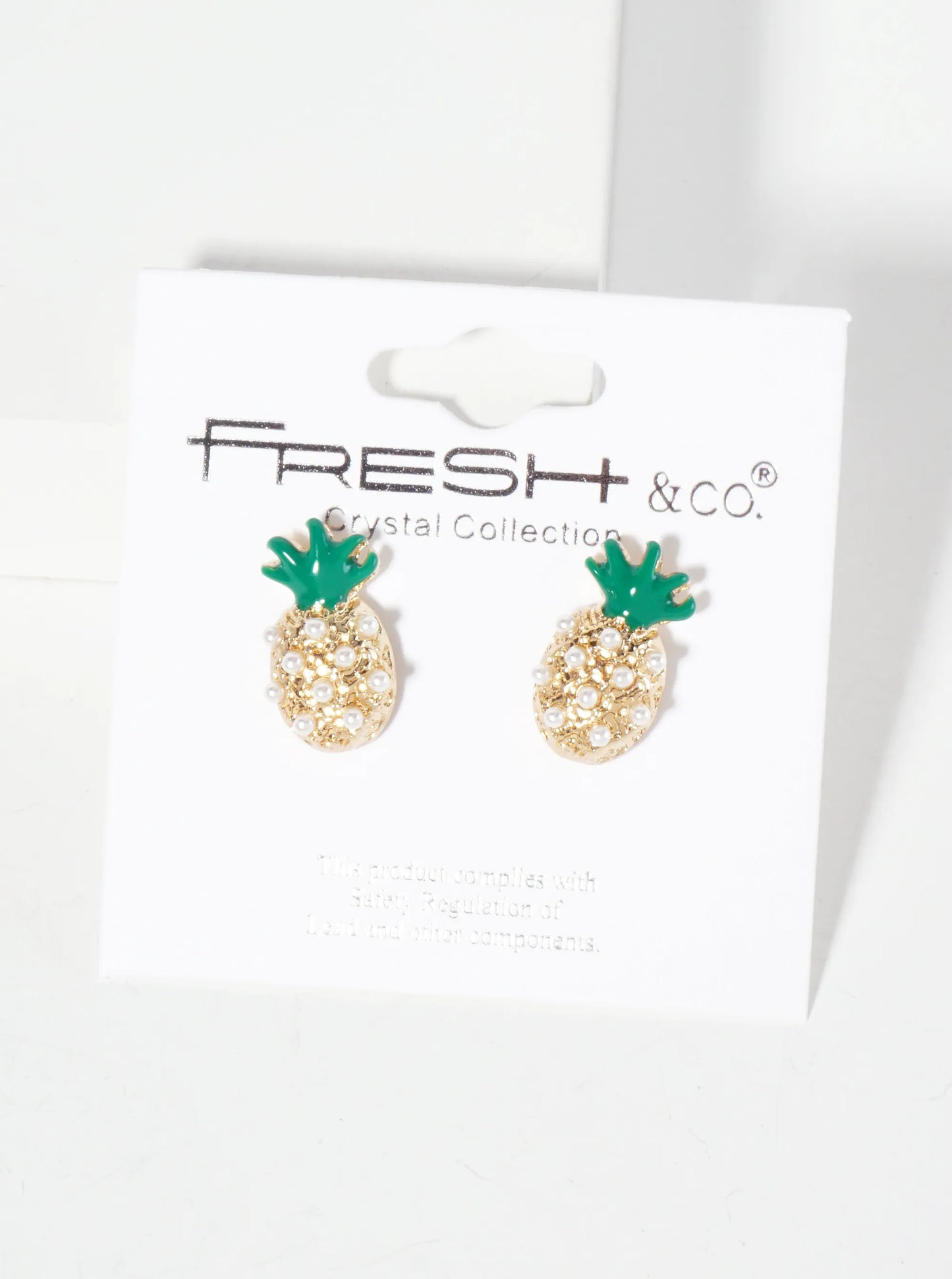 Tropical-Fruit-Theme Crystal-Pave Pineapple Stud Earrings