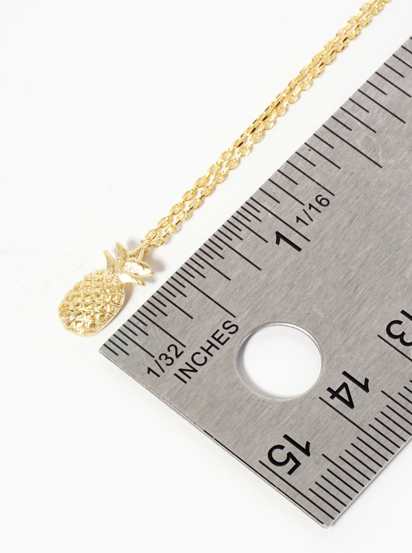 Tropical-Fruit-Theme Textured Pineapple Pendant 18K-Gold-Dipped Necklace