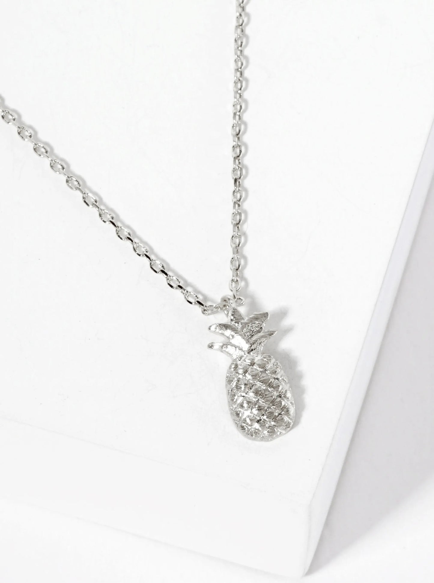 Tropical-Fruit-Theme Textured Pineapple Pendant 18K-Gold-Dipped Necklace