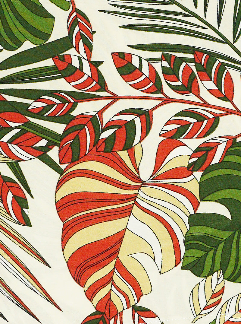Tropical Leaf Pattern Polyester Long Kimono