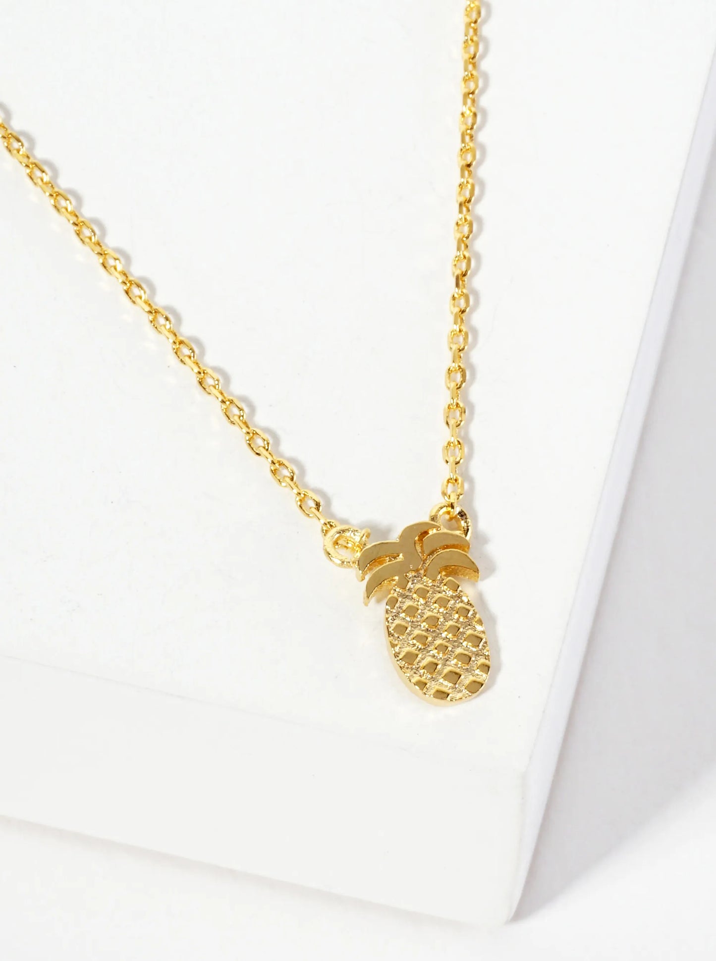 Tropical-Theme 18K-Gold-Dipped Textured Pineapple Pendant Necklace