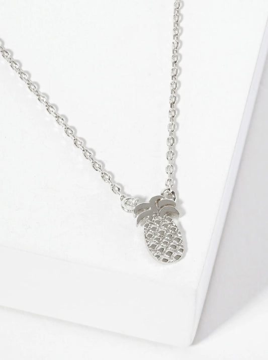 Tropical-Theme 18K-Gold-Dipped Textured Pineapple Pendant Necklace