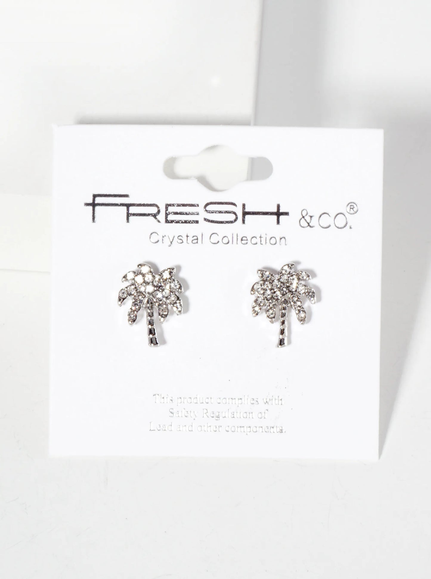 Tropical-Theme Crystal-Pave Palm-Tree Stud Earrings