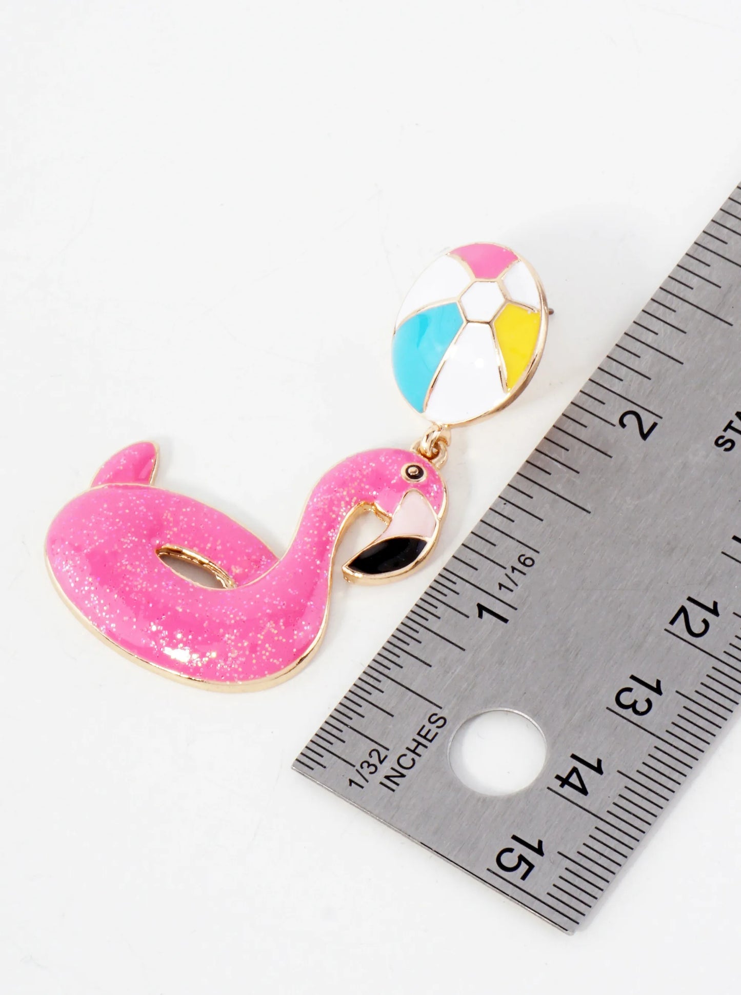 Tropical-Theme Enamel Flamingo Drop Dangle Earrings