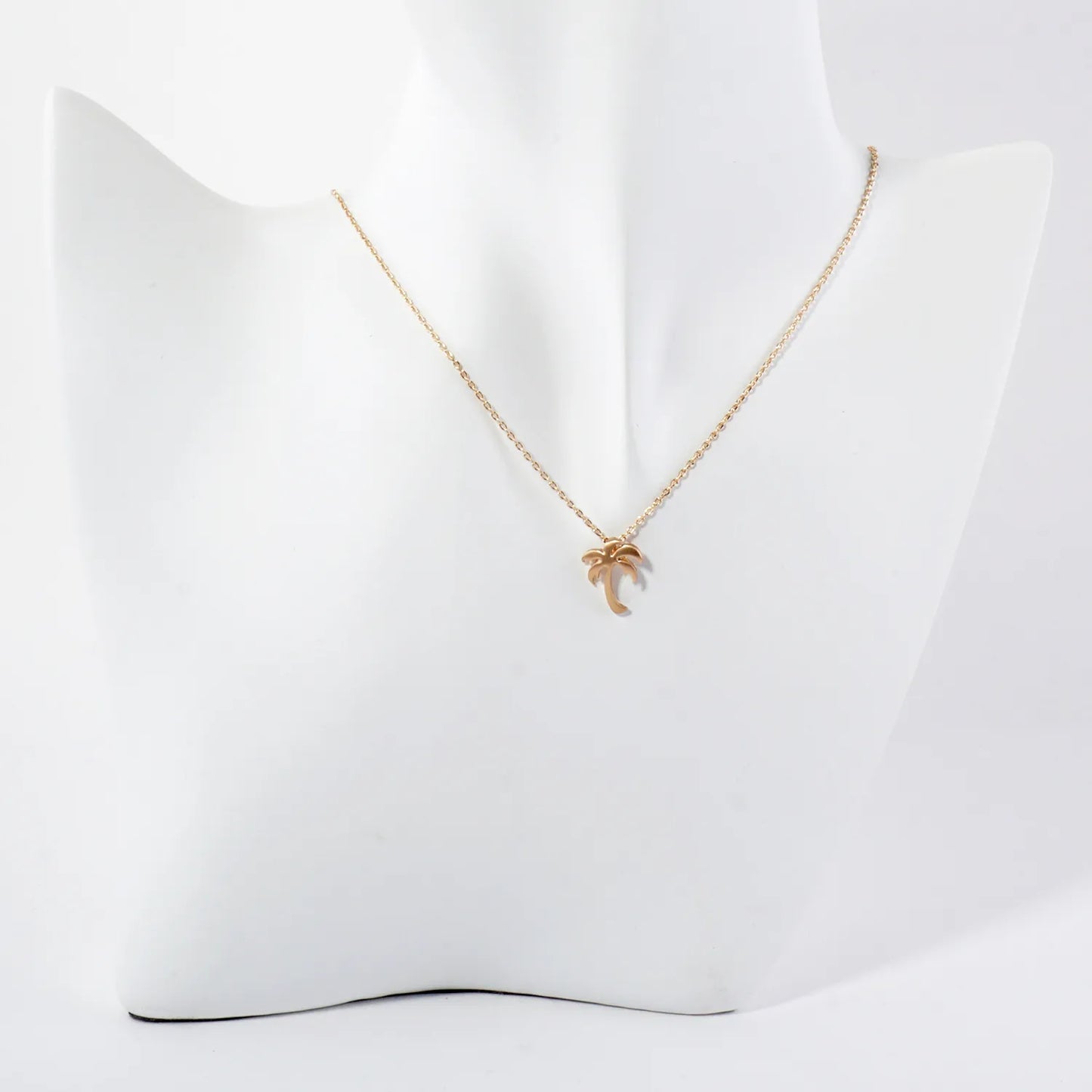 Tropical-Theme Metal Palm-Tree Pendant Necklace