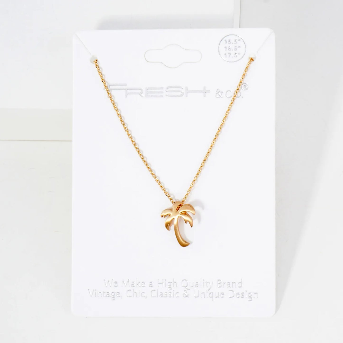 Tropical-Theme Metal Palm-Tree Pendant Necklace