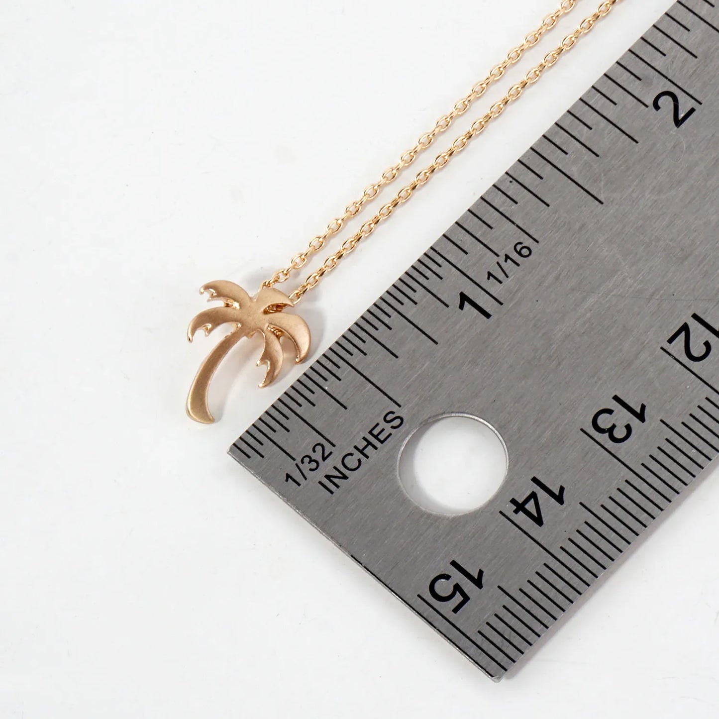 Tropical-Theme Metal Palm-Tree Pendant Necklace