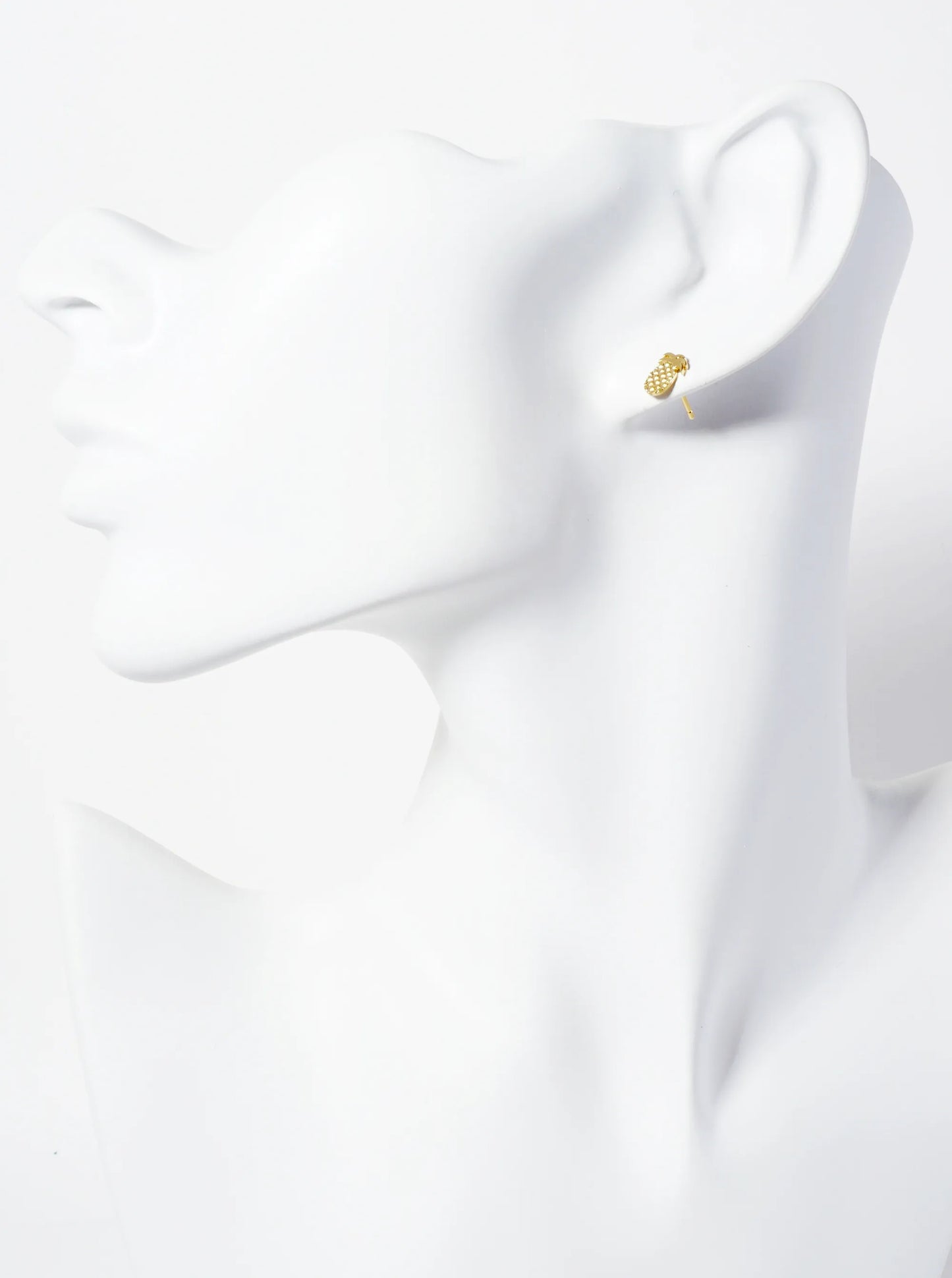 Tropical-theme 18K-Gold-Dipped Textured 8mm Tiny Pineapple Stud Earrings