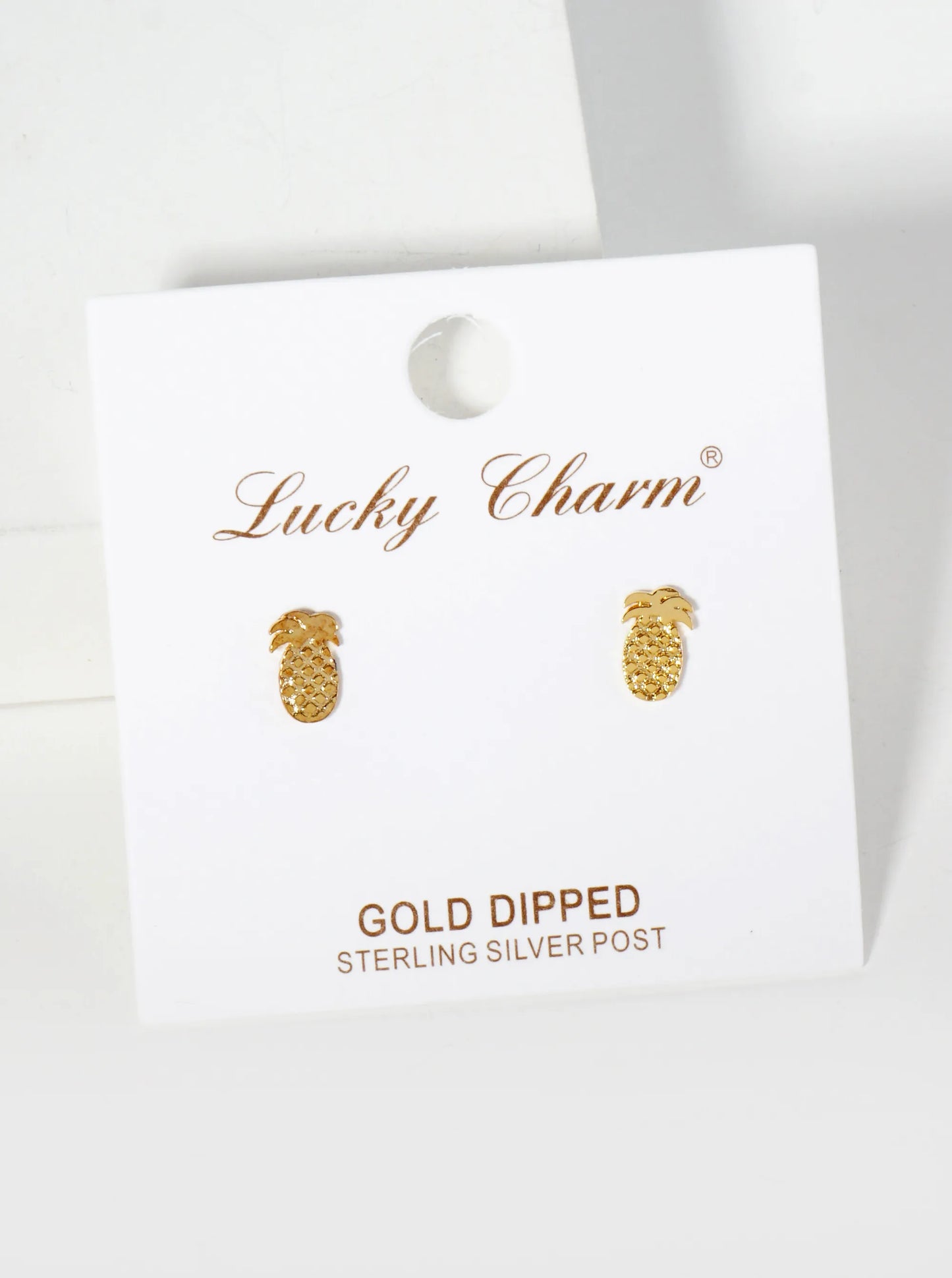 Tropical-theme 18K-Gold-Dipped Textured 8mm Tiny Pineapple Stud Earrings