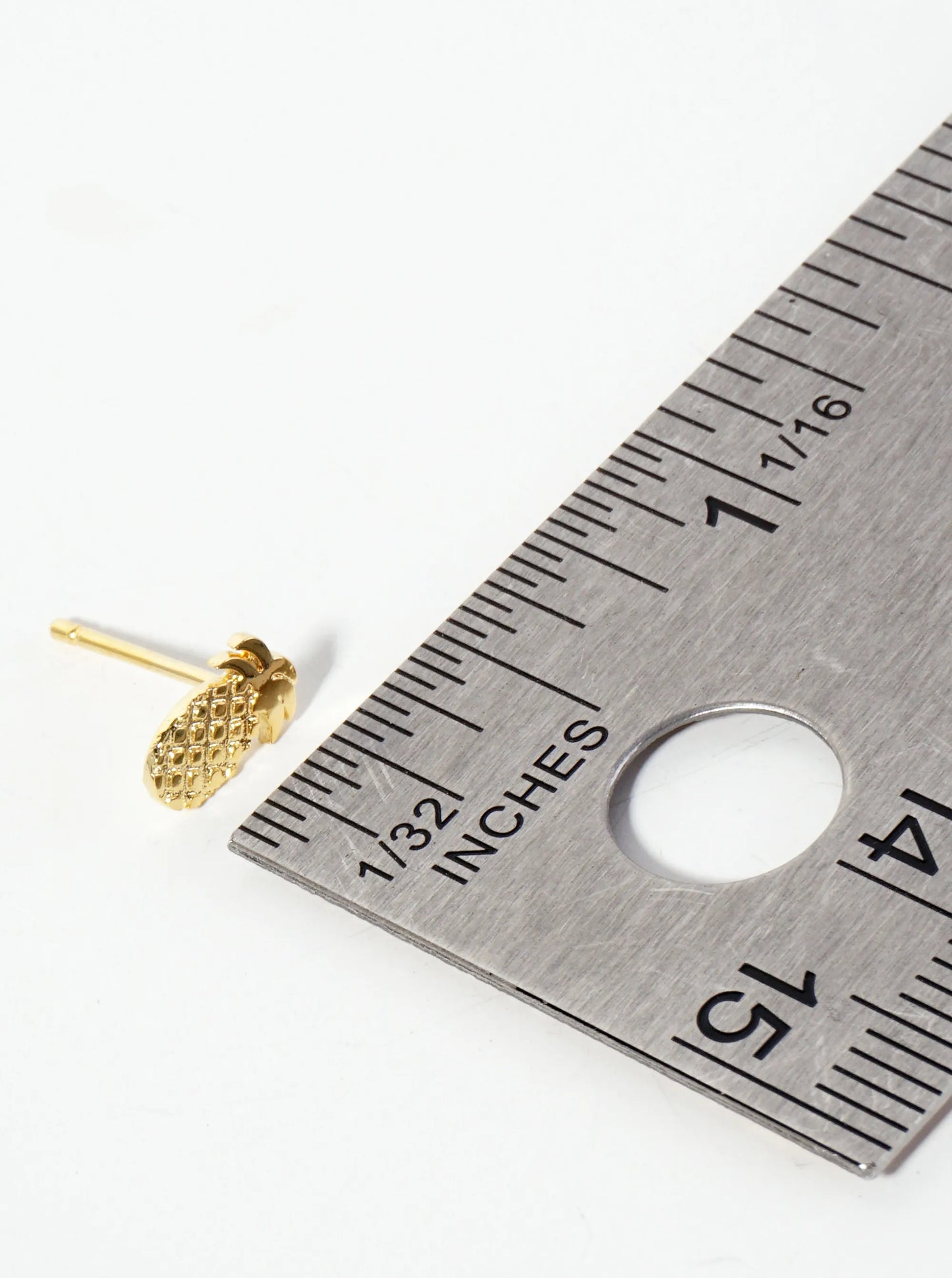Tropical-theme 18K-Gold-Dipped Textured 8mm Tiny Pineapple Stud Earrings