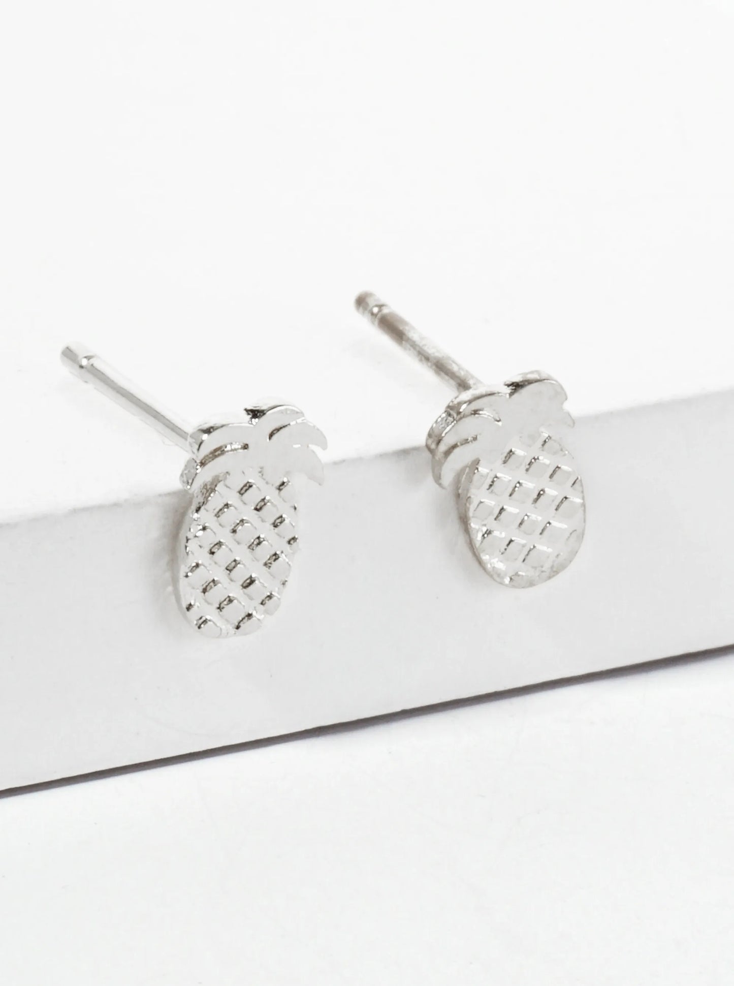 Tropical-theme 18K-Gold-Dipped Textured 8mm Tiny Pineapple Stud Earrings