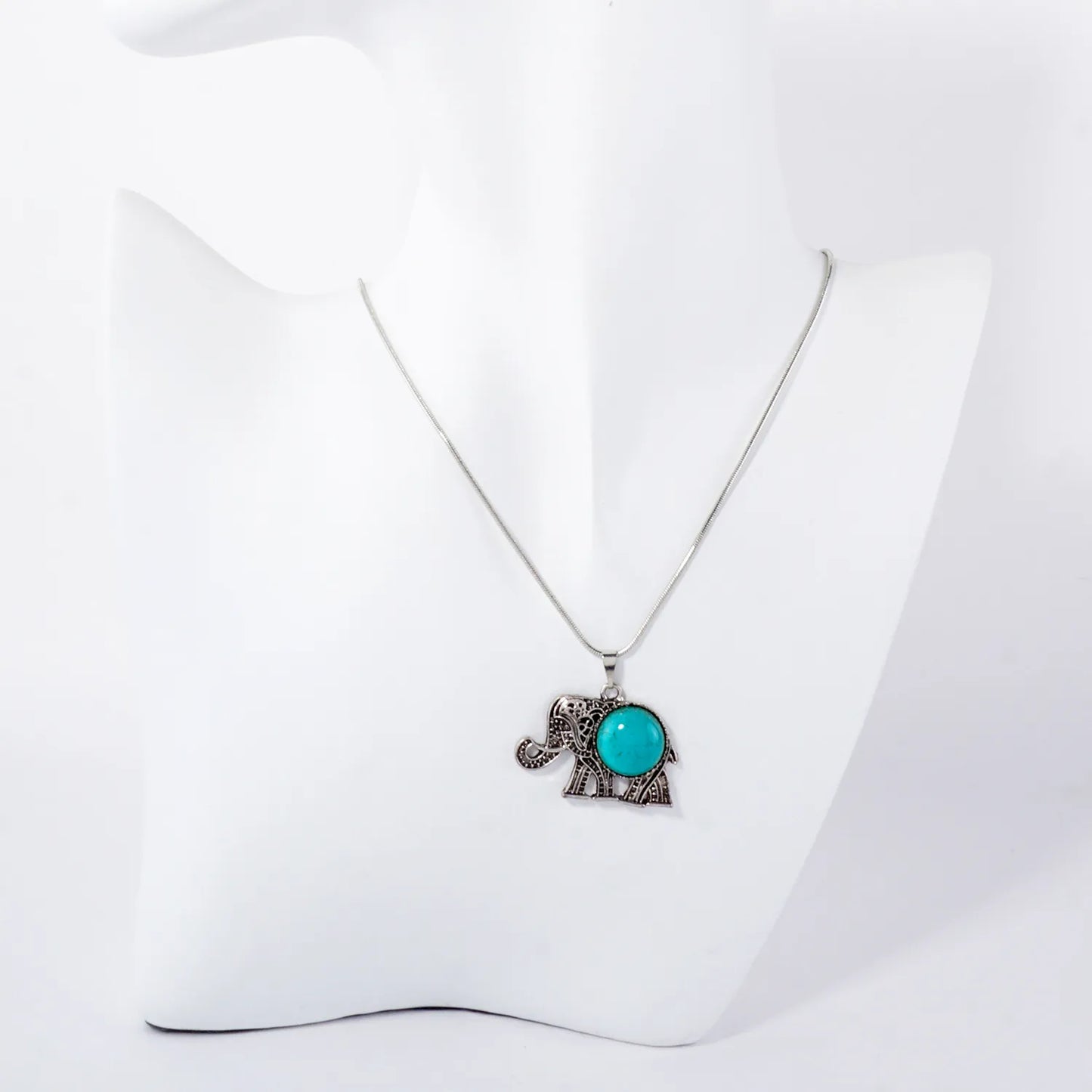 Turquoise Elephant Pendant 16-Inch Necklace