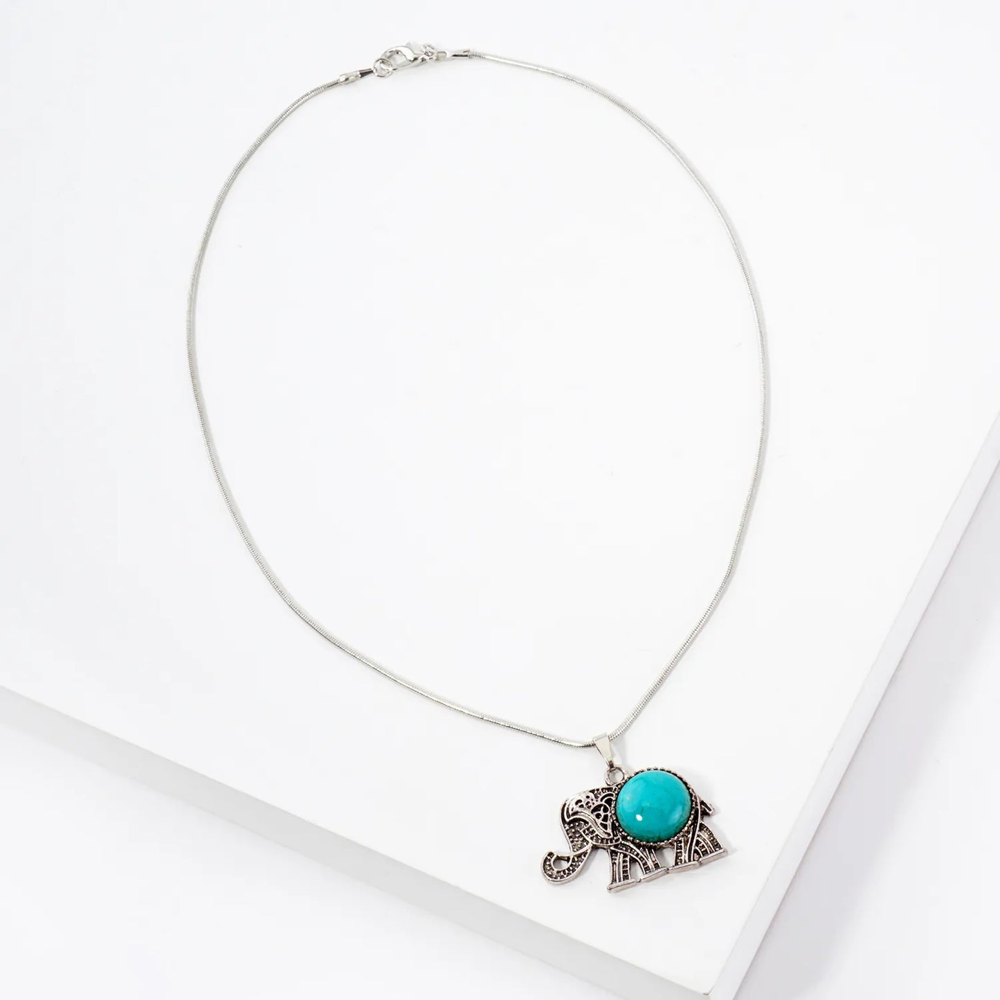 Turquoise Elephant Pendant 16-Inch Necklace