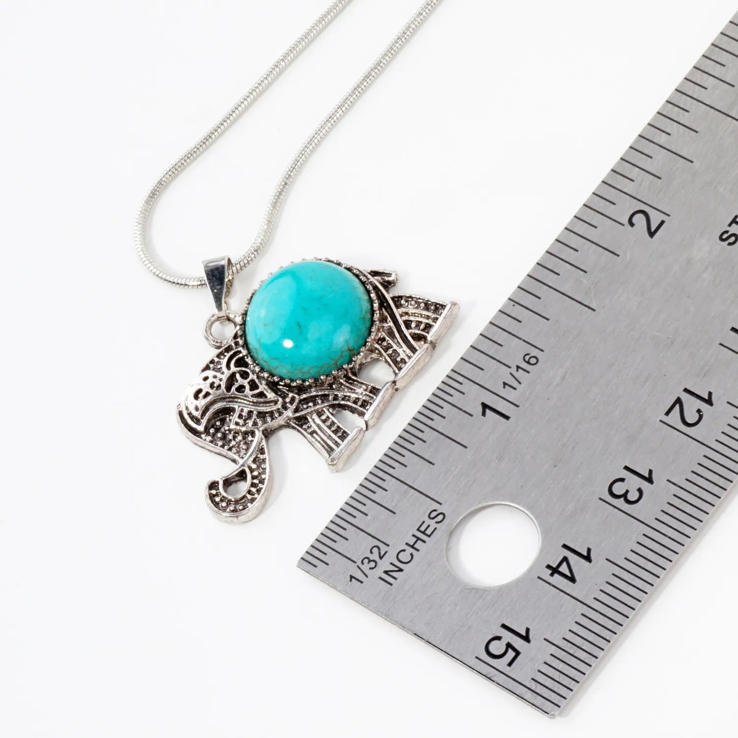 Turquoise Elephant Pendant 16-Inch Necklace