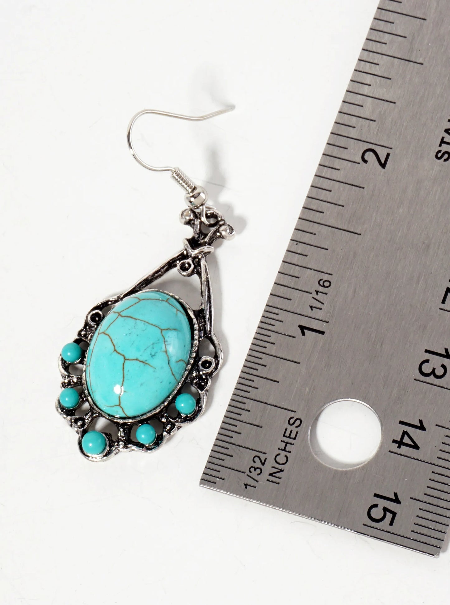 Turquoise Semi-Precious Natural-Stone Artistic Dangle Earrings