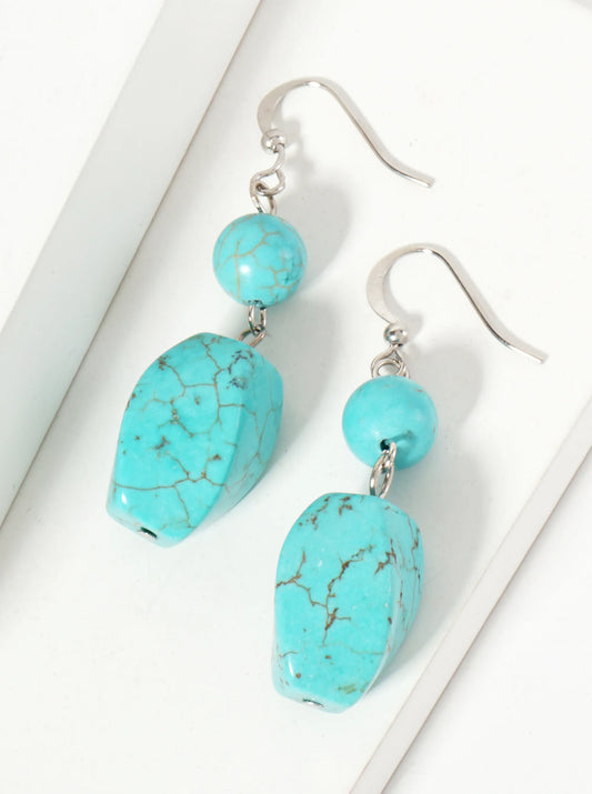 Turquoise Semi-Precious Natural-Stone Drop Dangle Earrings