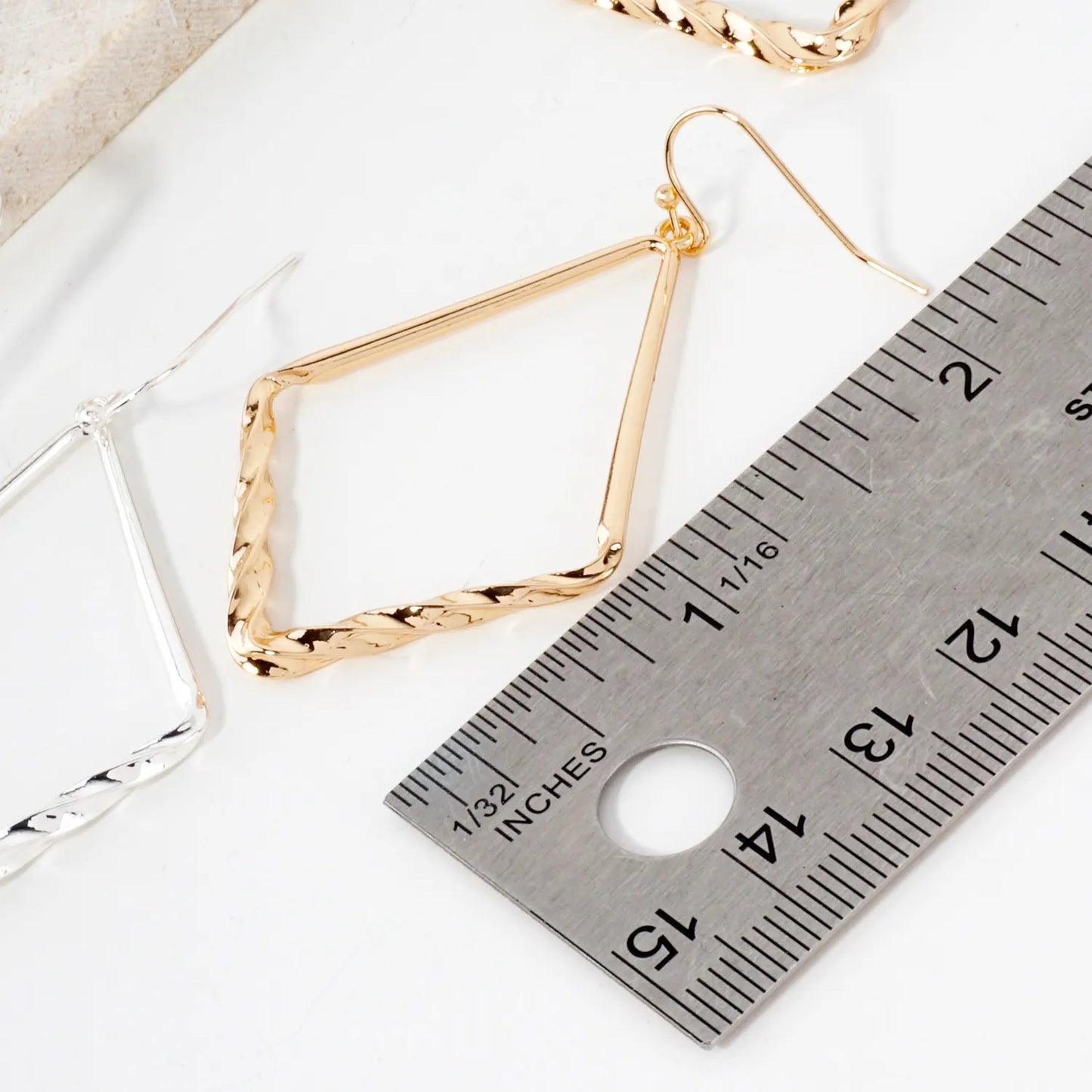 Twisted Accent Diamond-Shaped Dangle Earrings