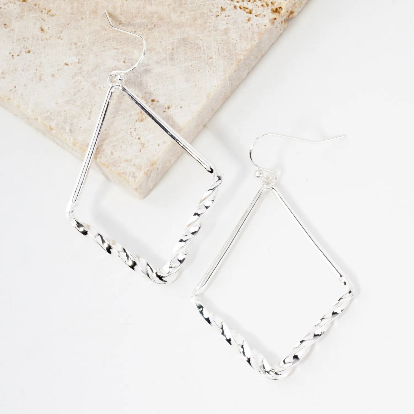 Twisted Accent Diamond-Shaped Dangle Earrings