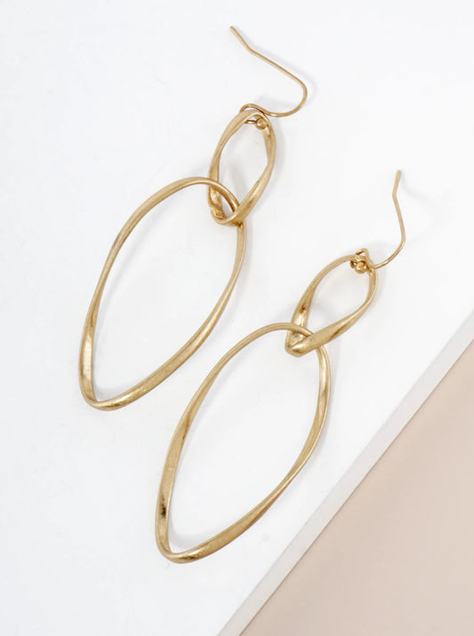 Twisted Brass Linear Drop Earrings