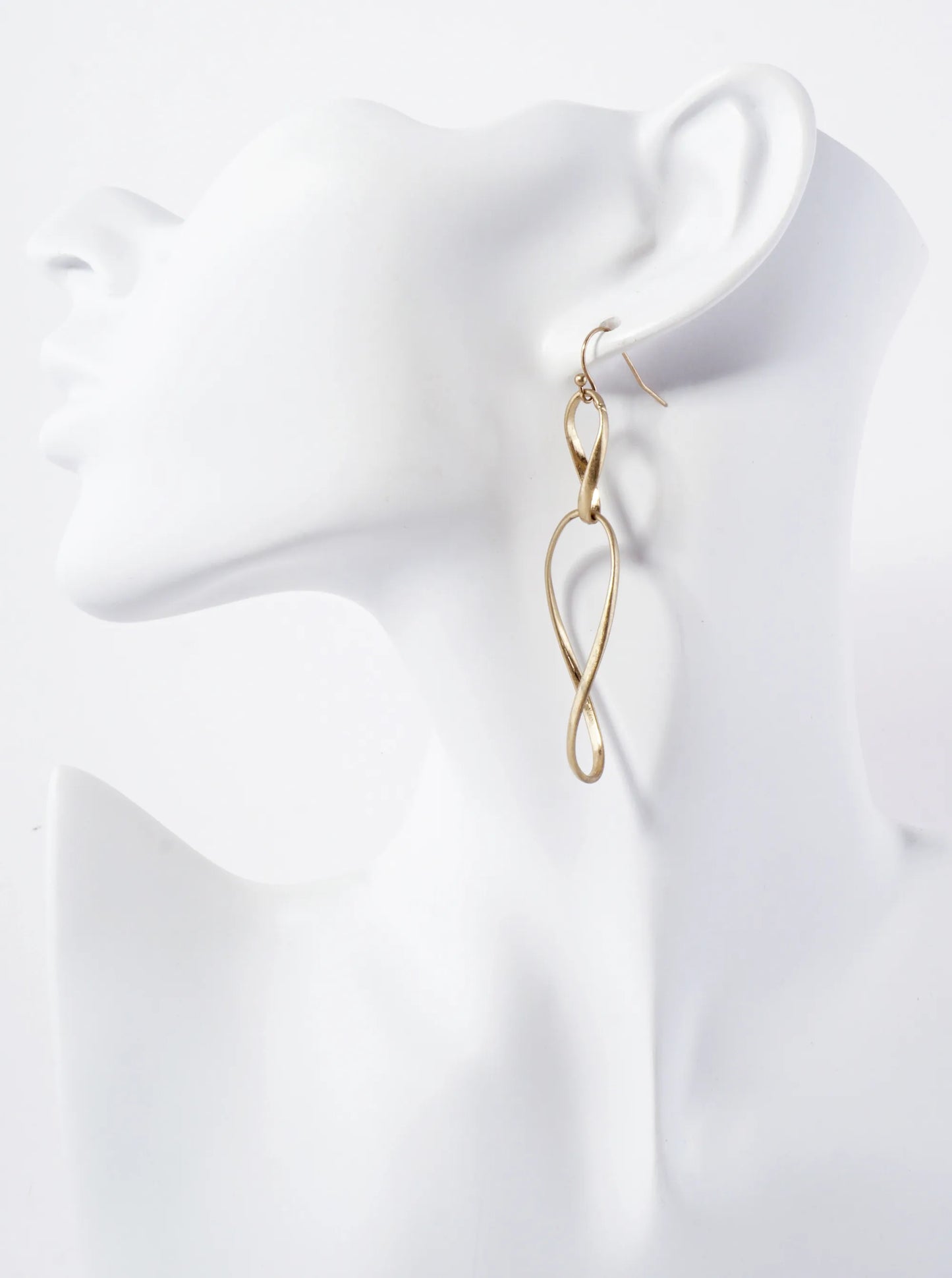 Twisted Brass Linear Drop Earrings