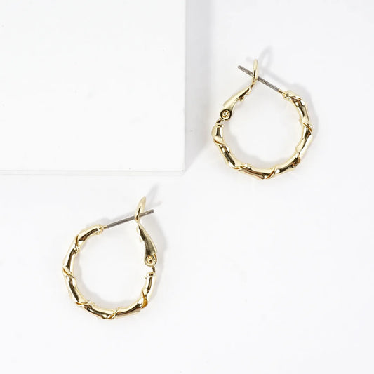 Twisted Brass Tiny Hoop Earrings