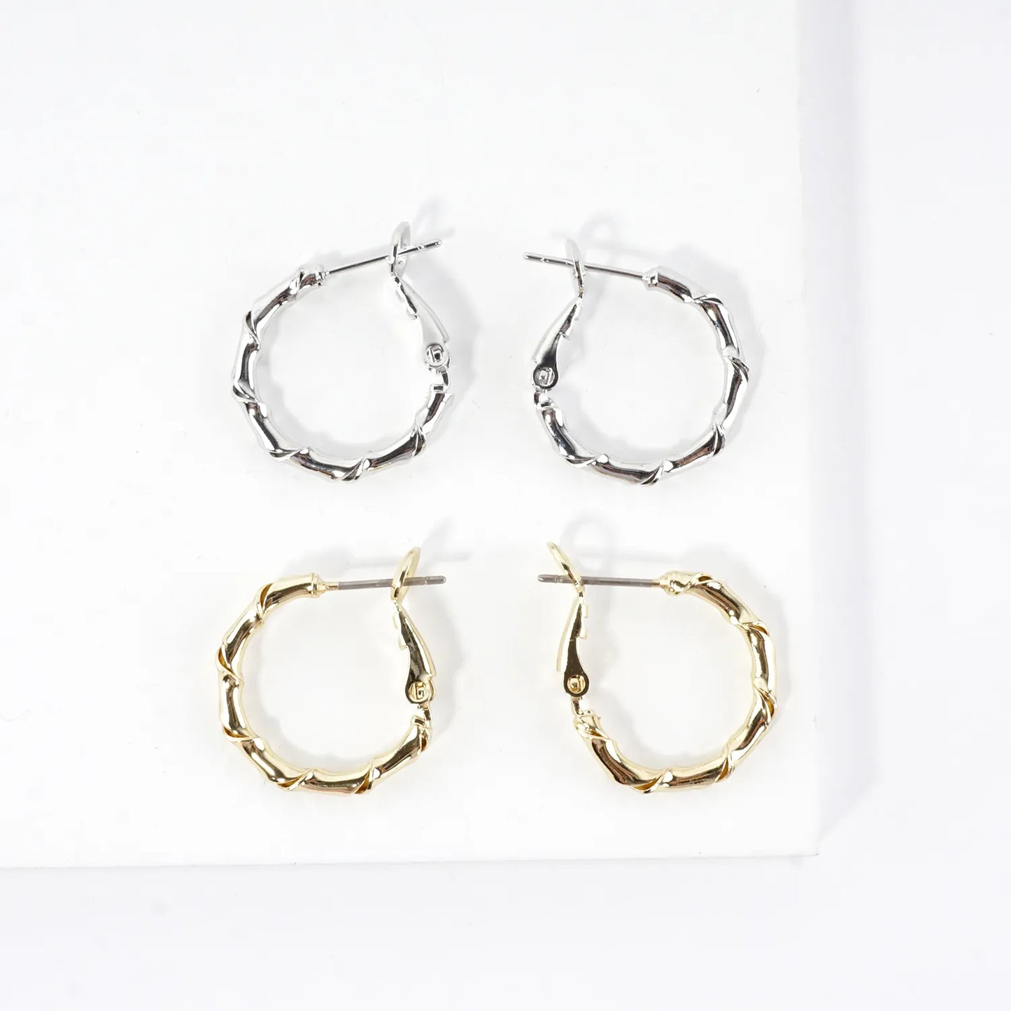 Twisted Brass Tiny Hoop Earrings