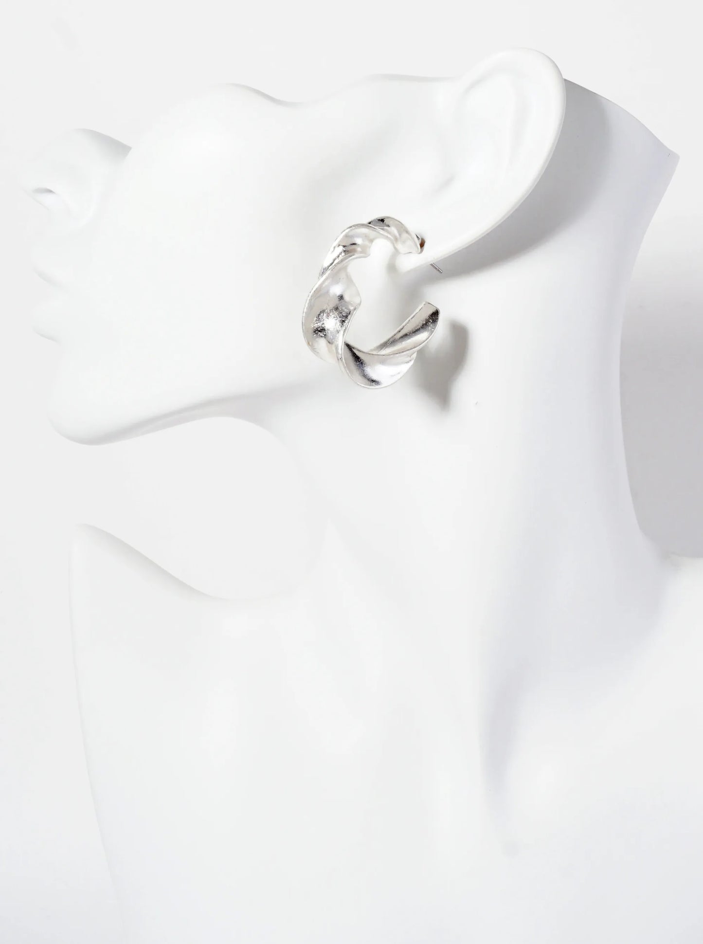 Twisted Metal 40mm Oval-Shaped Open Hoop Earrings With-Titanium-Post