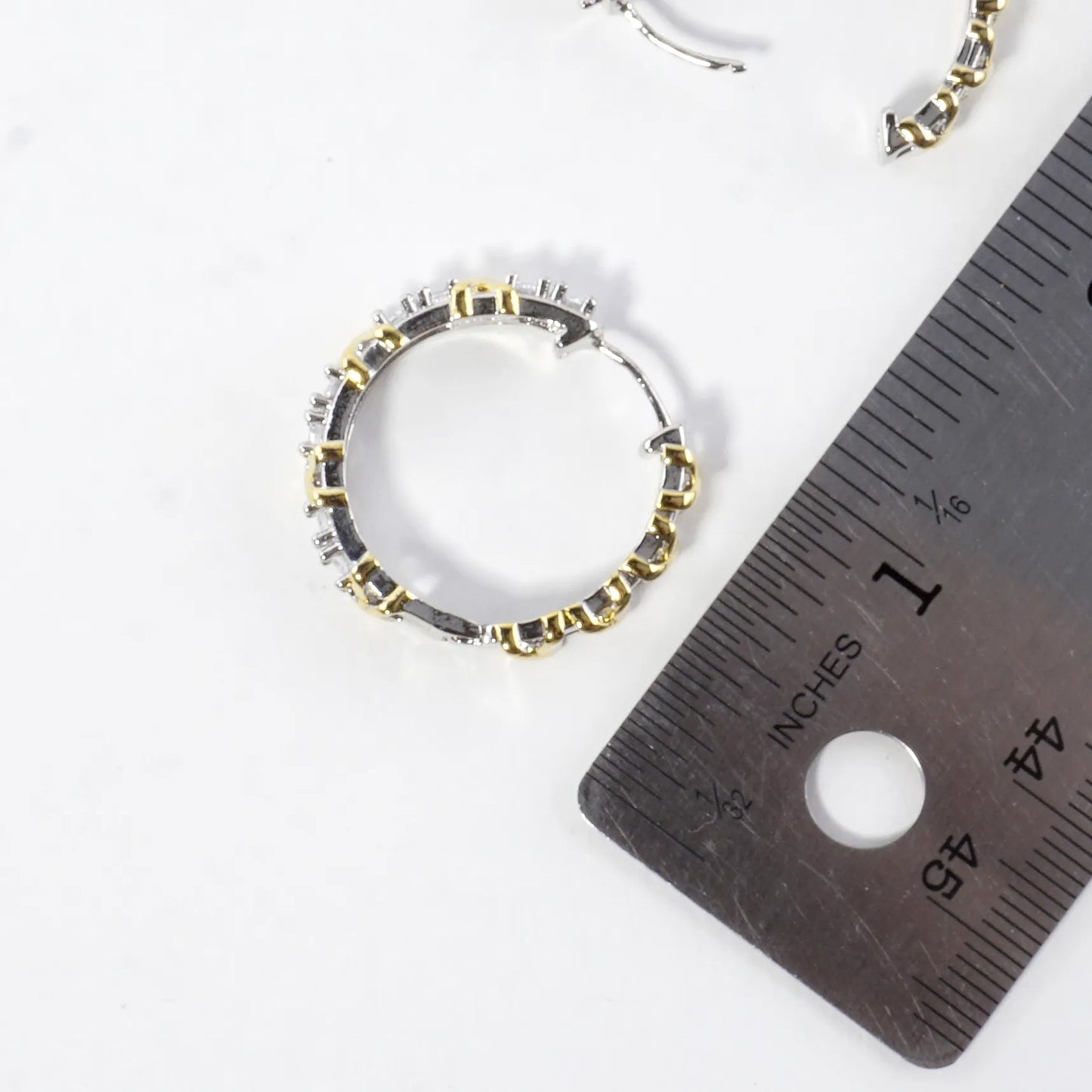 Two-Tone Crisscross Cubic Zirconia X Hoop Earrings