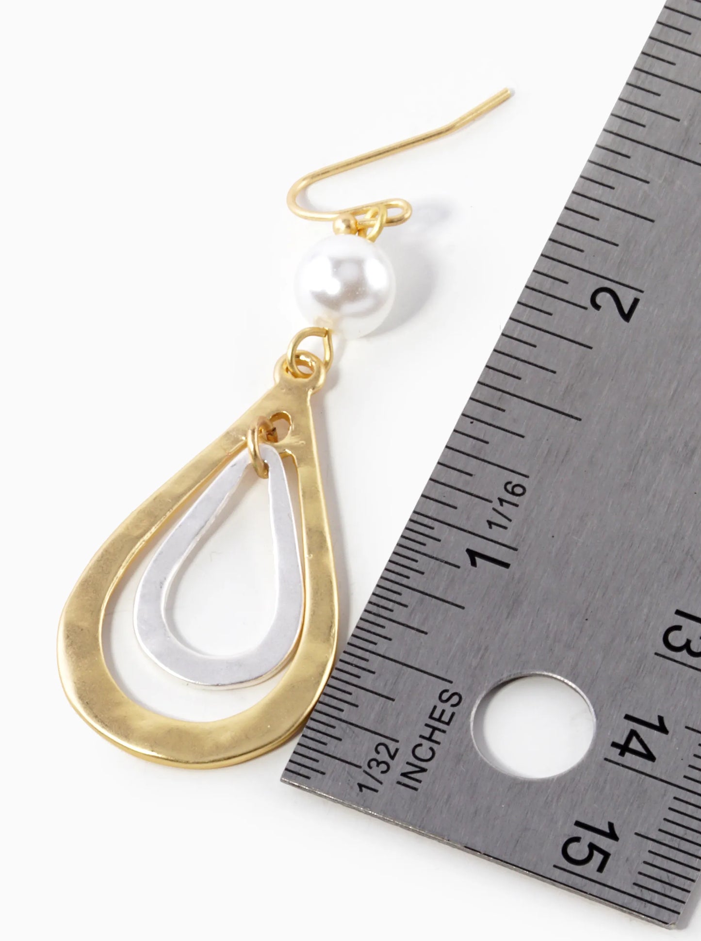 Two-Tone Dual Teardrop Dangle Drop Earrings
