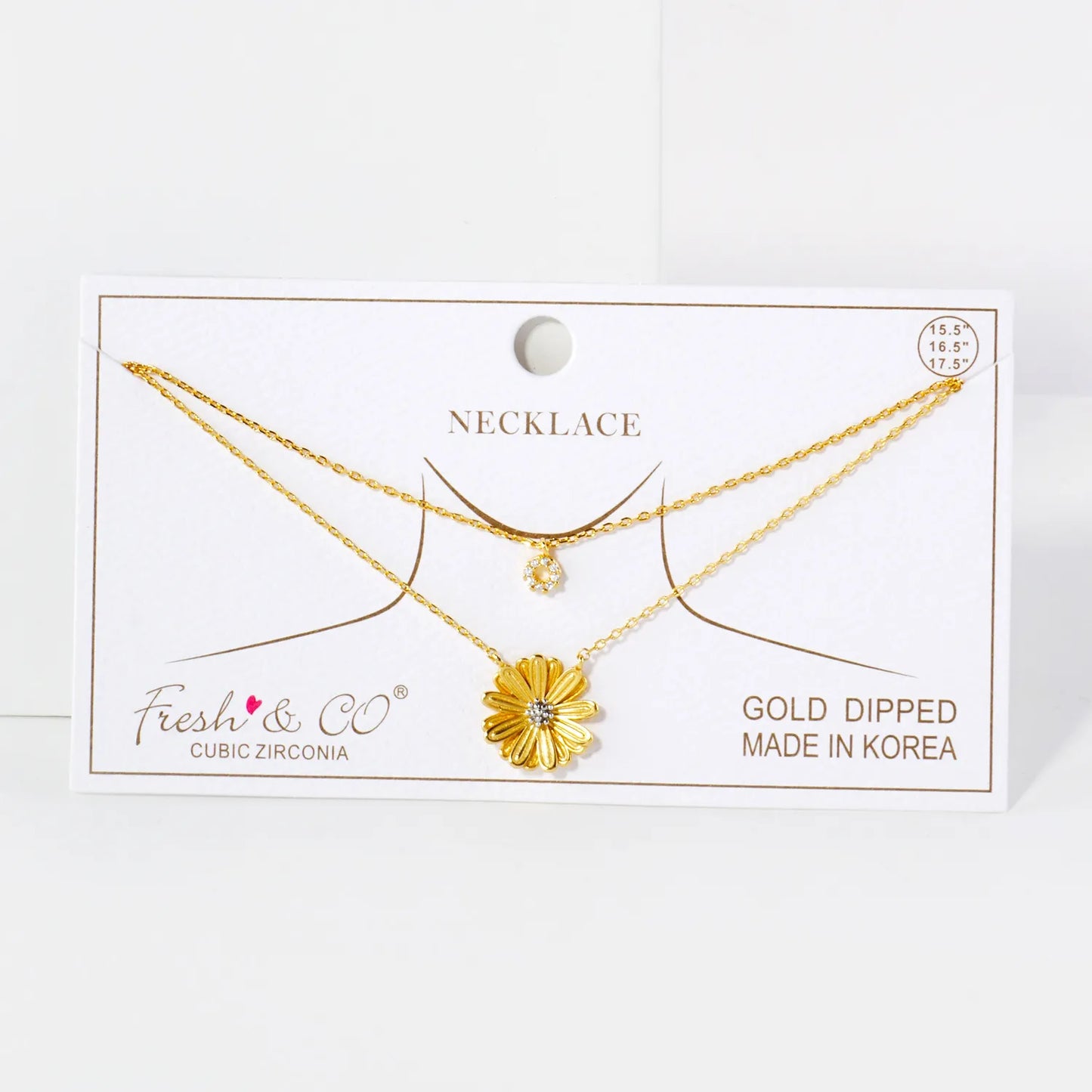 Two-Tone Flower Pendant 18K-Gold-Dipped Layered Necklace