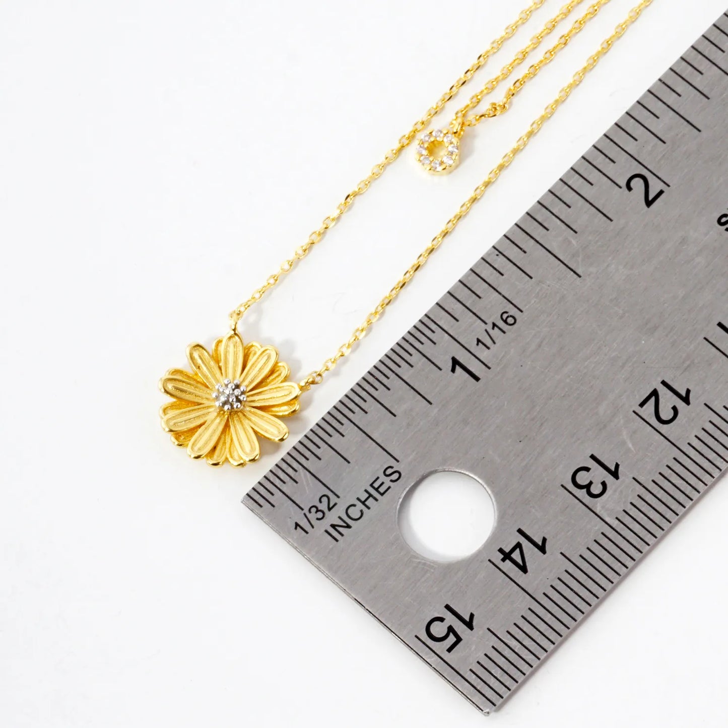 Two-Tone Flower Pendant 18K-Gold-Dipped Layered Necklace
