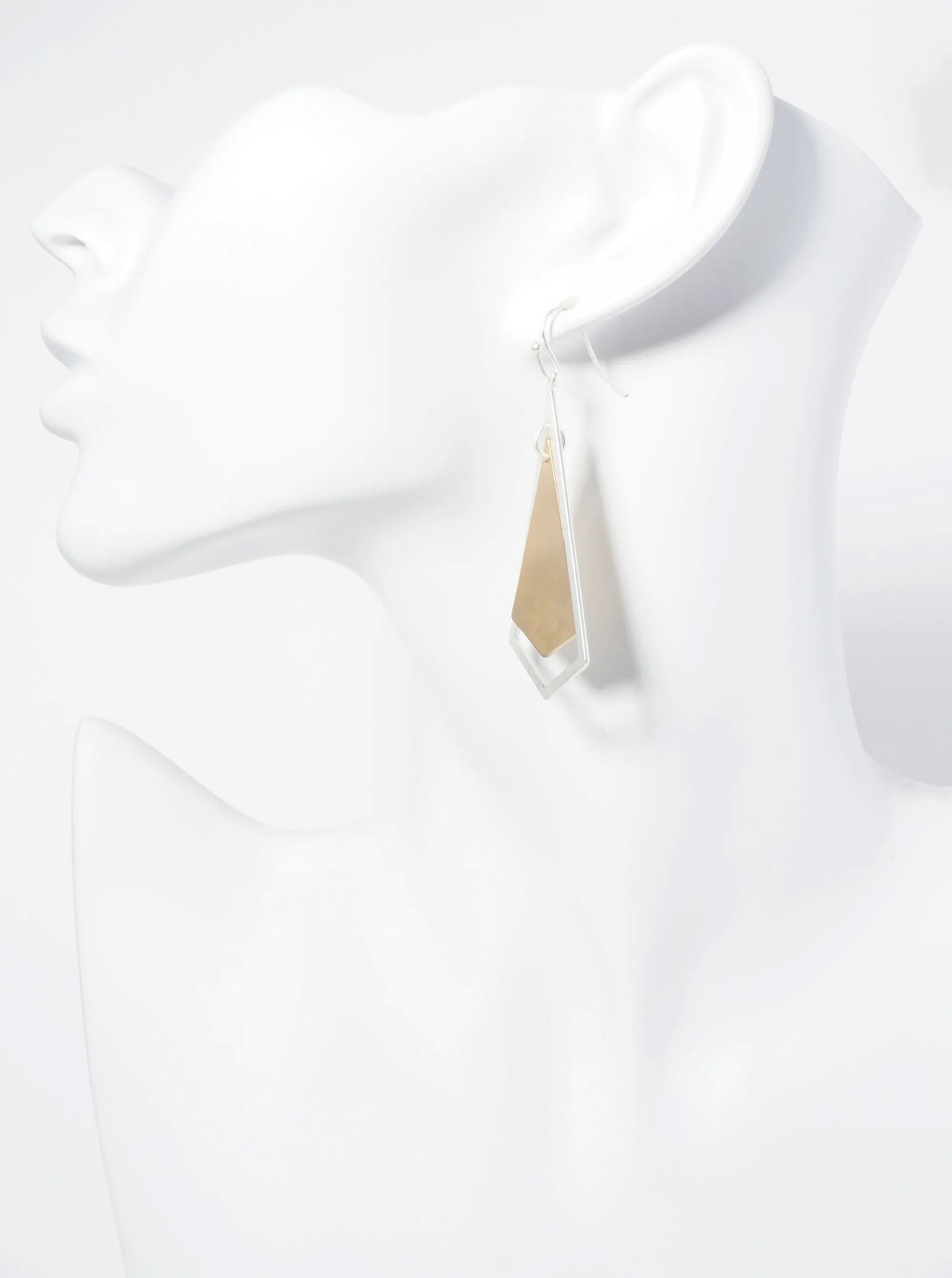 Two-Tone Geometric Shape Dangle Drop Earrings