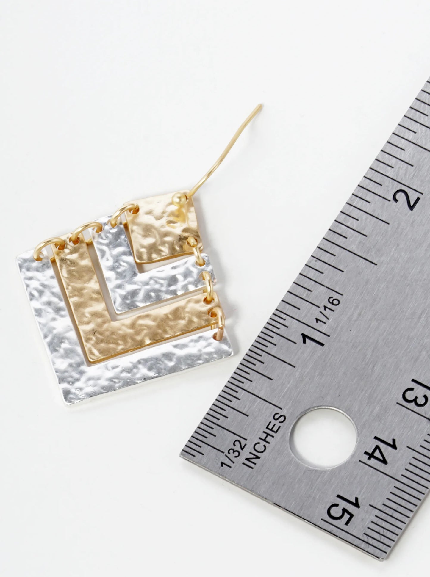 Two-Tone Hammered Chevron Drop Dangle Earrings